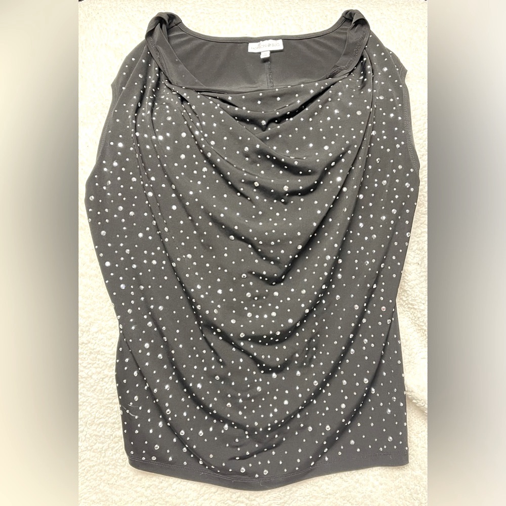 **Fashion Bug**Sleeveless black dress shirt with gems. Like new good con…